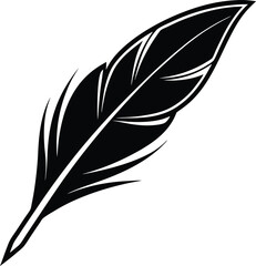 Obraz premium A feather with smooth and sharp edges fully black in color. Fragment of a feather of a bird of gray color photographed closeup (1).eps