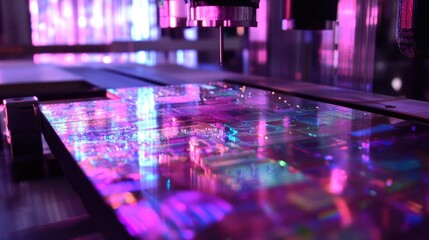 Obraz premium High-resolution shot of a circuit board being manufactured using laser precision. -