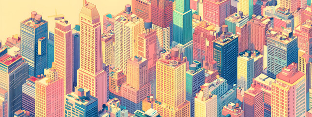 A vector flat illustration of the New York City skyline