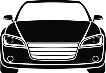 Obraz premium Car silhouette modern sign simple icon on background. Silhouette of a car viewed from the front. (11).eps