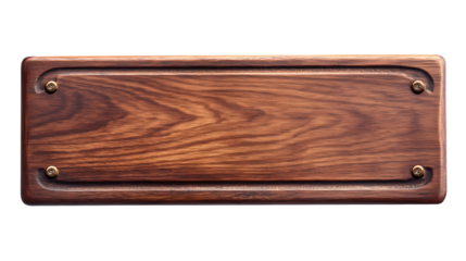 wooden nameplate with grain texture isolated png transparent background