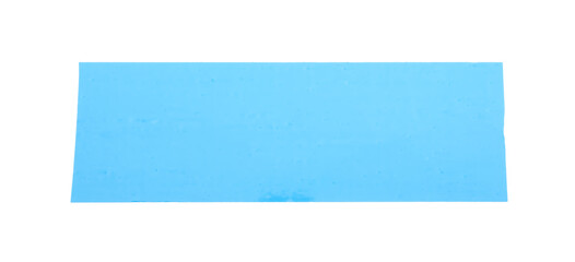 Strip of light blue adhesive tape on white background, top view