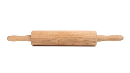 One wooden rolling pin isolated on white