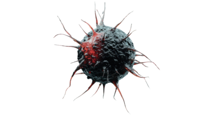 Virus cell rotating, infecting on transparent background