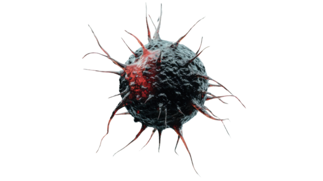 Virus cell rotating, infecting on transparent background