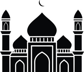 Mosques silhouette vector illustration. Continuous one line drawing mosque line concept