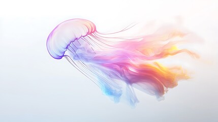 Obraz premium Bright multicolored jellyfish floating in the sea photo