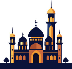Obraz premium Mosques silhouette vector illustration. Continuous one line drawing mosque line concept
