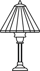 lamp line art silhouette vector illustration. Desk lamp line icon, outline vector sign, linear style pictogram isolated on white.  