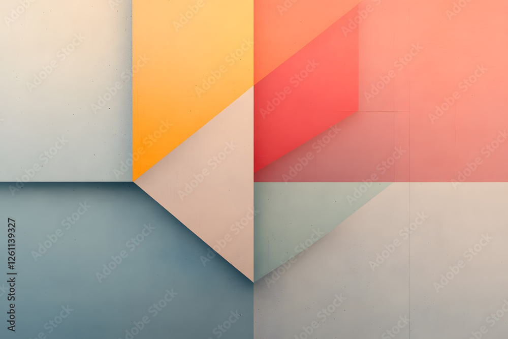 Poster abstract composition with geometric shapes and pastel colors. clean lines and simple forms create a 