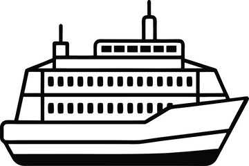 ferry line arts with vector illustration. Ferry ship icons set cartoon vector