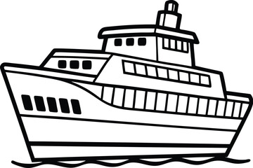 ferry line arts with vector illustration. Ferry ship icons set cartoon vector