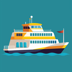 ferry line arts with vector illustration. Ferry ship icons set cartoon vector