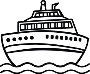 ferry line arts with vector illustration. Ferry ship icons set cartoon vector
