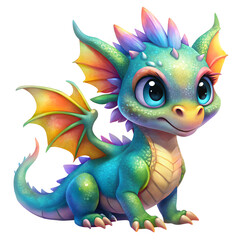 Fototapeta premium cute cartoon 3d colorful dragon on the white background