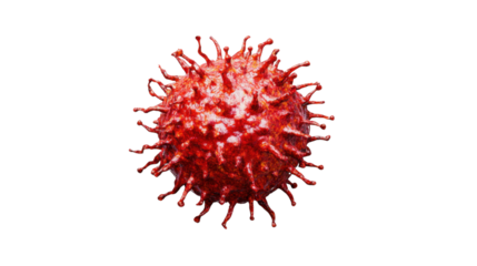 3d rendering of a red virus cell rotating, with transparent background