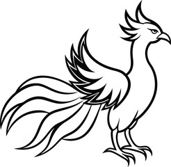 Obraz premium Fenix vector silhouette illustration. phoenix bird icon vector illustration isolated on white background. 