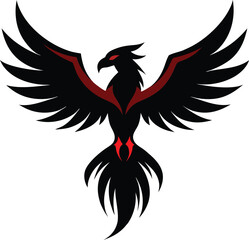 Fenix vector silhouette illustration. phoenix bird icon vector illustration isolated on white background. 