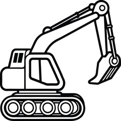 Excavator silhouette vector illustration. Heavy machinery for construction and mining 