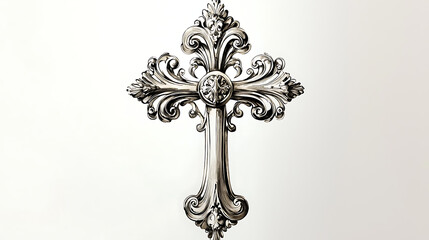 A cross with a gold design is on a white background. generated using AI