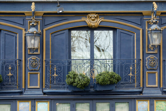 Paris, France. Europe Beautiful old French building detail 1800s.