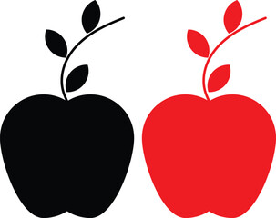 Black and Red Apple Vector Illustration - Elegant and Simple Design for Graphic Projects