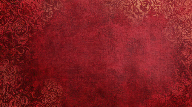 Fototapeta Vintage Red Ornate Texture with Elegant Decorative Flourishes Wallpaper Background