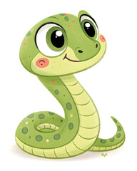 Fototapeta premium cute cartoon snake on the white background