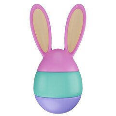 Fototapeta premium Stylized colorful Easter egg with bunny ears. Isolated on transparent background