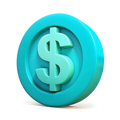 Obraz premium Teal Dollar Coin Icon