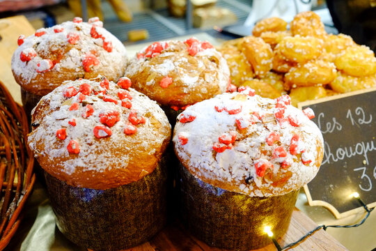 Paris, France. Europe Local fresh baked goods at Parisian boulangerie.