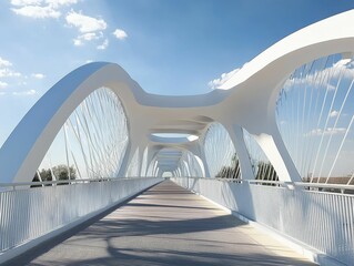 Obraz premium Elegant white bridge path sunny day modern design