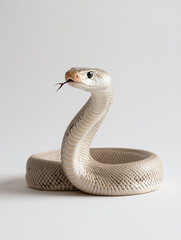 Fototapeta premium Coiled White Snake with Raised Head 