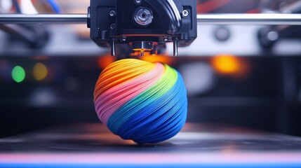 Modern 3D Printing Technology, crafting technique, closeup manufacturing