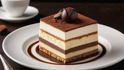Classic Italian Tiramisu with Cocoa Powder and Mascarpone Cream – A Luxurious 4K Dessert Photography Showcasing the Elegance of Traditional Italian Pastry