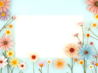 Obraz premium Minimalist spring colorful floral decoration and empty area for text