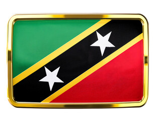 セントクリストファー・ネーヴィスの国旗のブローチ。白背景。(Saint Kitts and Nevis flag brooch on white background.)
