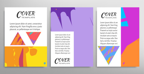 Abstract backgrouns set, grunge texture. Minimalistic art, brush strokes style. Design for card, brochure, banner idea, book cover, booklet print, flyer sheet a4. Collage page, web header template.