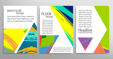 Abstract backgrouns set, grunge texture. Minimalistic art, brush strokes style. Design for card, brochure, banner idea, book cover, booklet print, flyer sheet a4. Collage page, web header template.