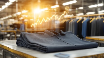 Obraz premium Visual Representation of Growth in Fashion Industry with Folded Shirt