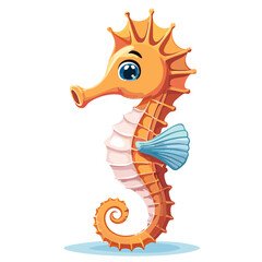 Fototapeta premium Seahorse cute vector illustration in cartoon style. Children's illustration of sea animal on isolated background. Print for clothes and design.