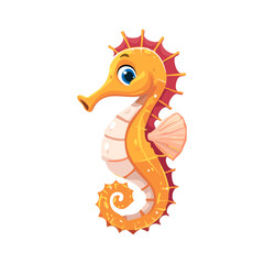 Obraz premium Seahorse cute vector illustration in cartoon style. Children's illustration of sea animal on isolated background. Print for clothes and design.