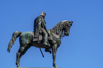 Fototapeta premium Monument dedicated to Giuseppe Garibaldi located on the highest point of Janiculum hill on the square Piazza Garibaldi in Rome, Italy 