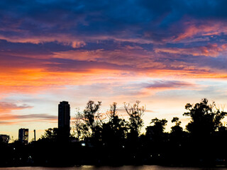 sunset over the city