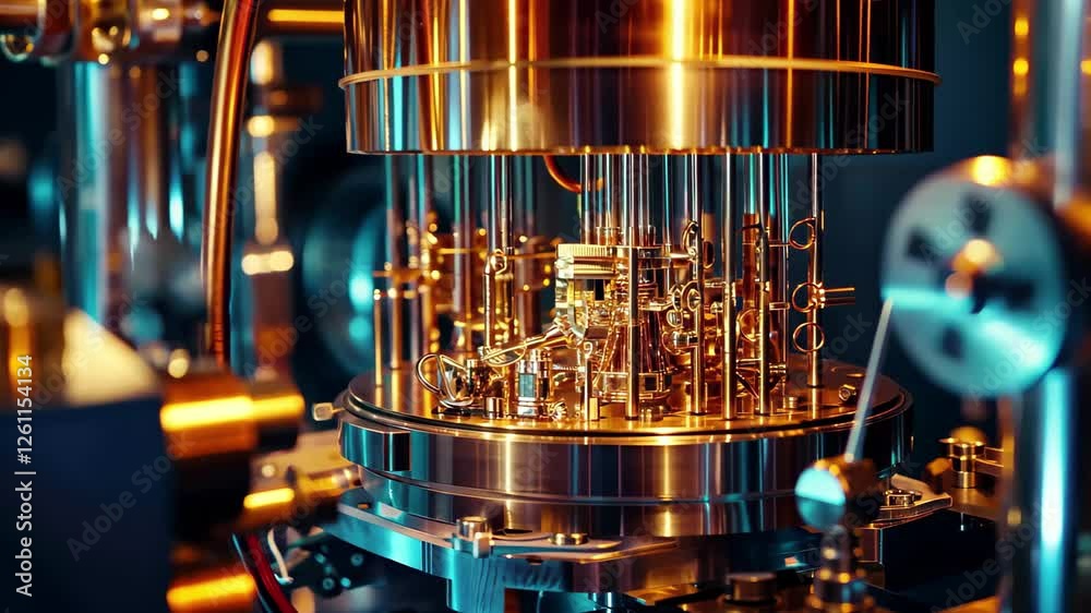 Aufkleber Exploring quantum computing with intricate circuitry and advanced technology in a vibrant laboratory setting