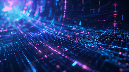 Fototapeta premium A conceptual background of artificial intelligence: a glowing digital neural pathways, floating in a dark, futuristic space.