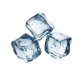 Obraz premium Ice cubes isolated on transparent background.