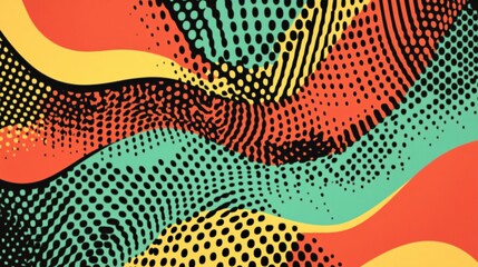 Abstract Colorful Wave Pattern Background Design Modern Halftone Texture Vibrant Retro Style Graphic Illustration Digital Art Print Template Trendy   