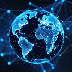Fototapeta premium Digital world globe, concept of global network