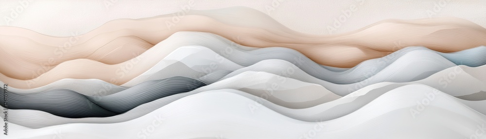 Canvas Prints This artwork features abstract Nordic mountains created with flowing lines in soft beige and muted gray tones, promoting a sense of calmness and natural balance suited for contemporary interiors